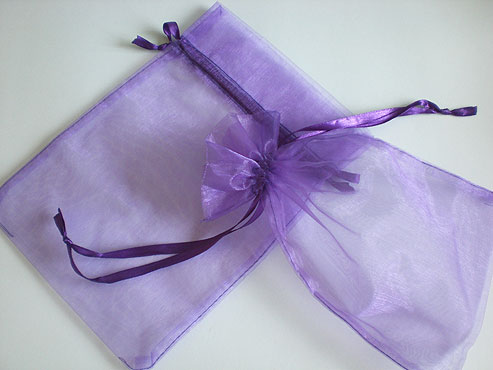 Large Purple Organza Drawstring Bag