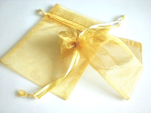 Medium Gold Organza Drawstring Bag