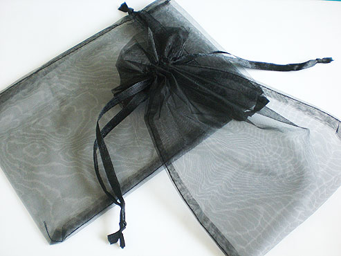 Large Black Organza Drawstring Bag