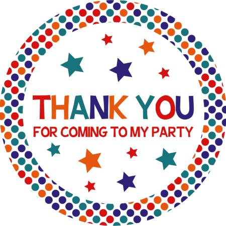 Self-Adhesive Thank You for Coming Label - Carnival