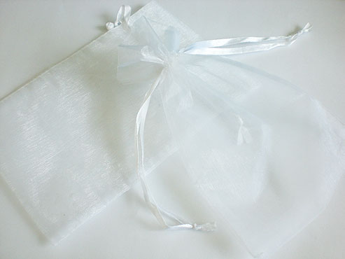Large White Organza Drawstring Bag